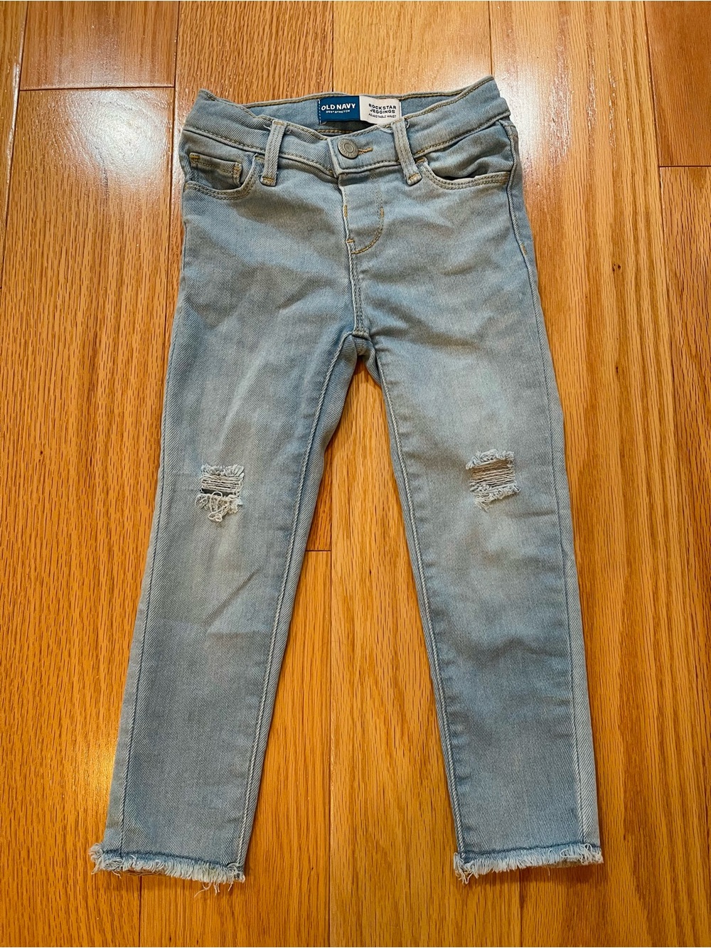 Old Navy Light Gray Girls' Skinny Jeans with Knee Distress